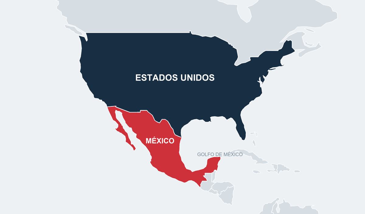 Mapa de México y Estados Unidos que representa nuestra conexión internacional